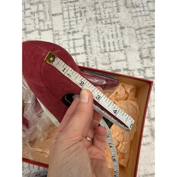 Charles Jourdan Suede Red Gold 5" Heel Pointed Toe Pumps Leather Sole Sz 9M - Picture 6 of 6